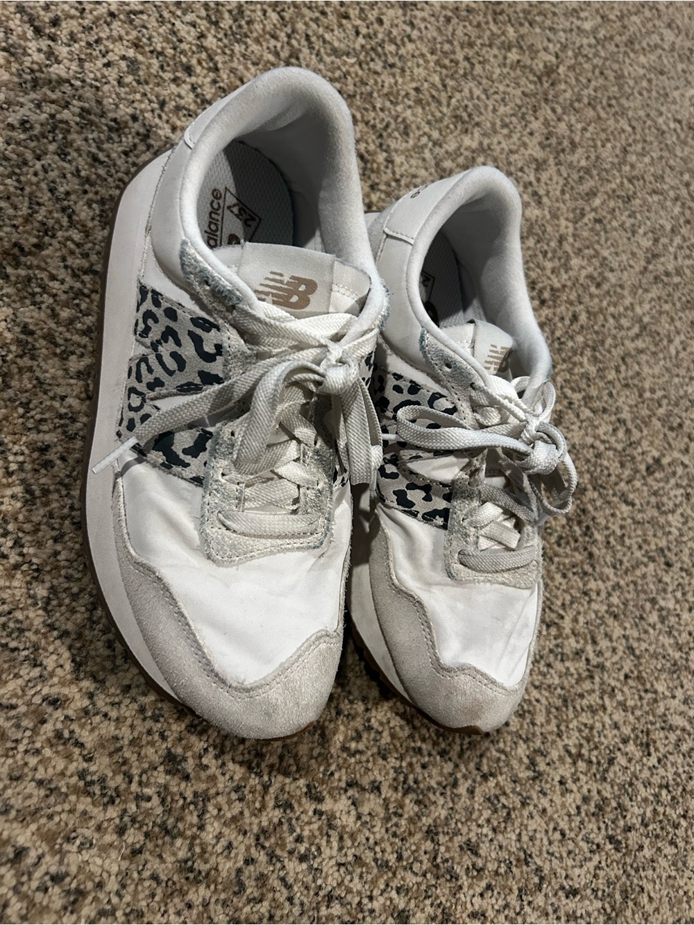 Women’s New Balance White Leopard-Print Casual Sneakers - Picture 2 of 6